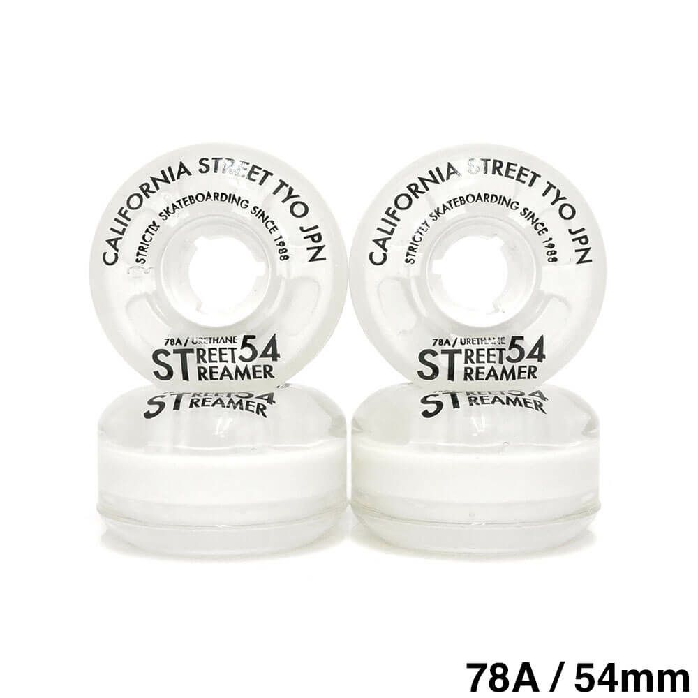 CALIFORNIA STREET WHEEL カリフォルニアストリート ソフトウィール（クルーザー） STREET STREAMER CLEAR 白クリア 54mm スケートボード スケボー