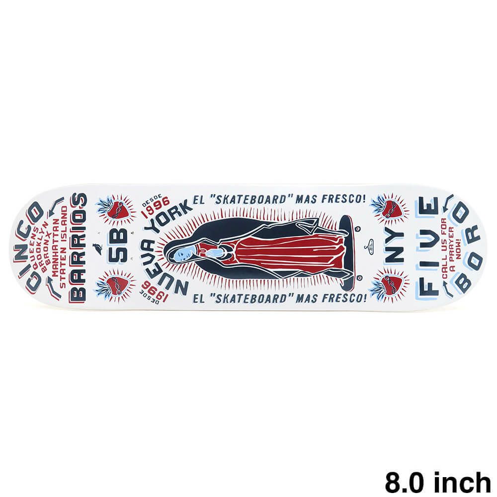 5BORO DECK ファイブボロ デッキ TEAM CINCO BARRIOS WHITE 8.0