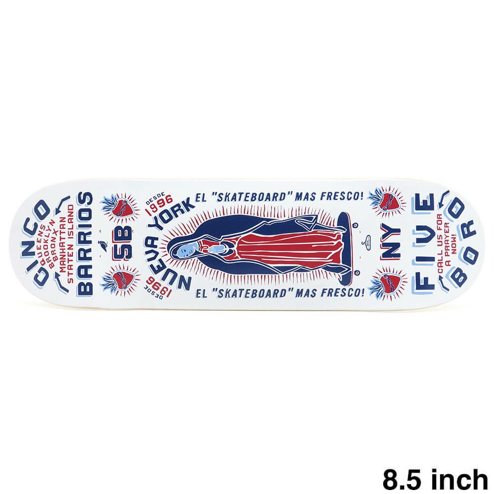 5BORO DECK ファイブボロ デッキ TEAM CINCO BARRIOS WHITE 8.5