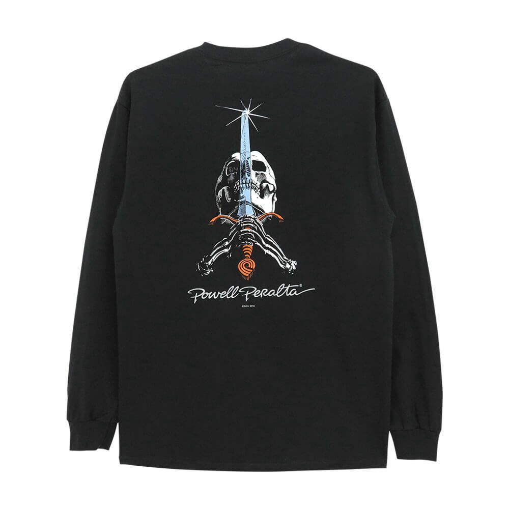 POWELL PERALTA LONG SLEEVE パウエルペラルタ ロングスリーブTシャツ SKULL & SWORD BLACK スケートボード スケボー