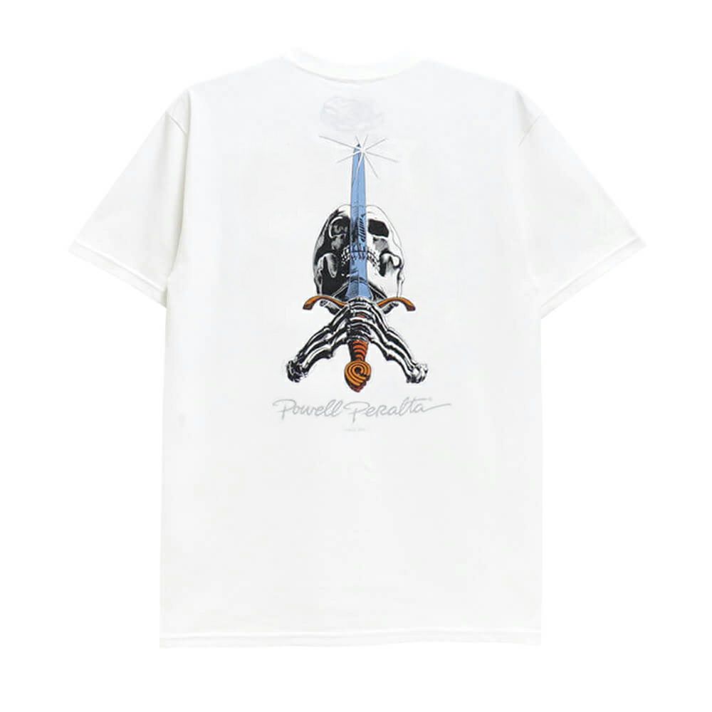 POWELL T-SHIRT パウエル Tシャツ SKULL & SWORD WHITE 