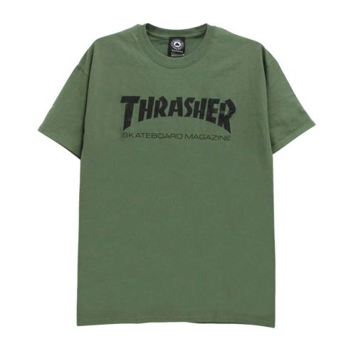 THRASHER T-SHIRT スラッシャー Tシャツ SKATE MAG LOGO BLACK ARMY 