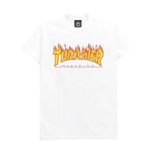 THRASHER T-SHIRT スラッシャー Ｔシャツ FLAME WHITE 
