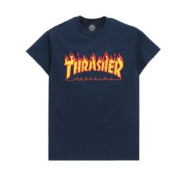 THRASHER T-SHIRT スラッシャー Ｔシャツ FLAME NAVY 