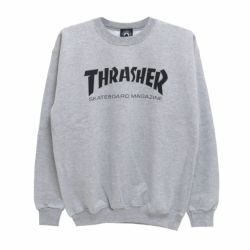 THRASHER CREW SWEAT スラッシャー トレーナー SKATE MAG GREY 