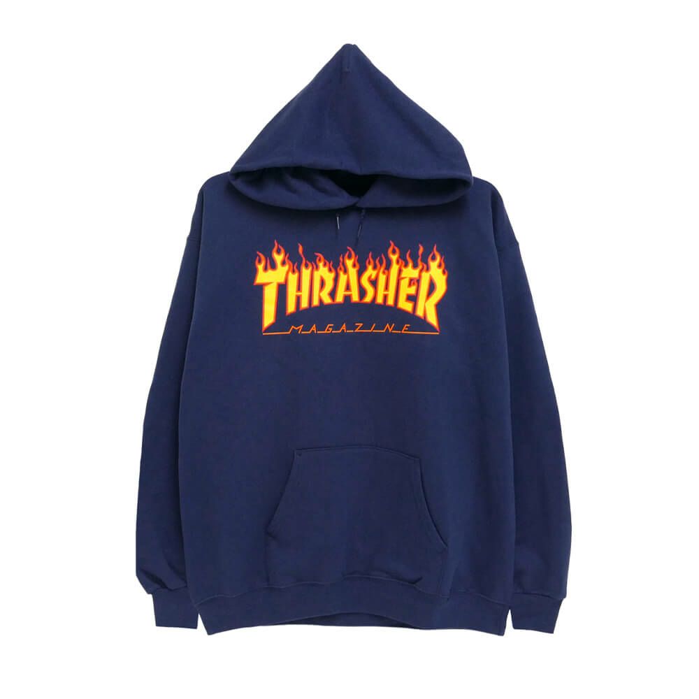 THRASHER HOOD スラッシャー パーカー FLAME NAVY 