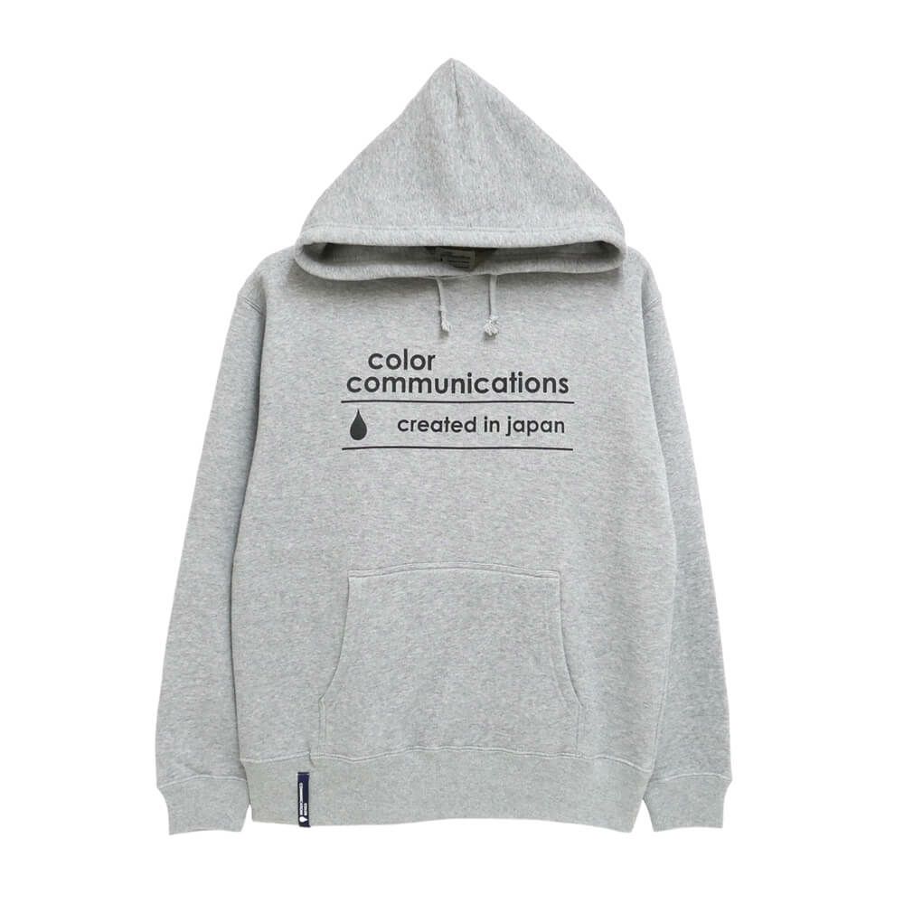 COLOR COMMUNICATIONS HOOD カラーコミュニケーションズ パーカー CREATED IN JAPAN LOGO GREY 