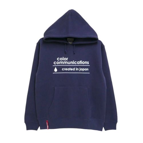 COLOR COMMUNICATIONS HOOD カラーコミュニケーションズ パーカー CREATED IN JAPAN LOGO NAVY 