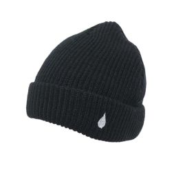 COLOR COMMUNICATIONS KNITCAP カラーコミュニケーションズ ニットキャップ DRIP EMB CUFF BLACK 1