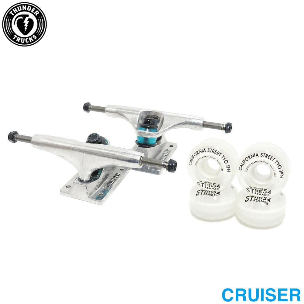足回りセット THUNDER SET サンダー トラック＆ウィール＆ベアリングセット（クルーザー用） スケートボード スケボー 1