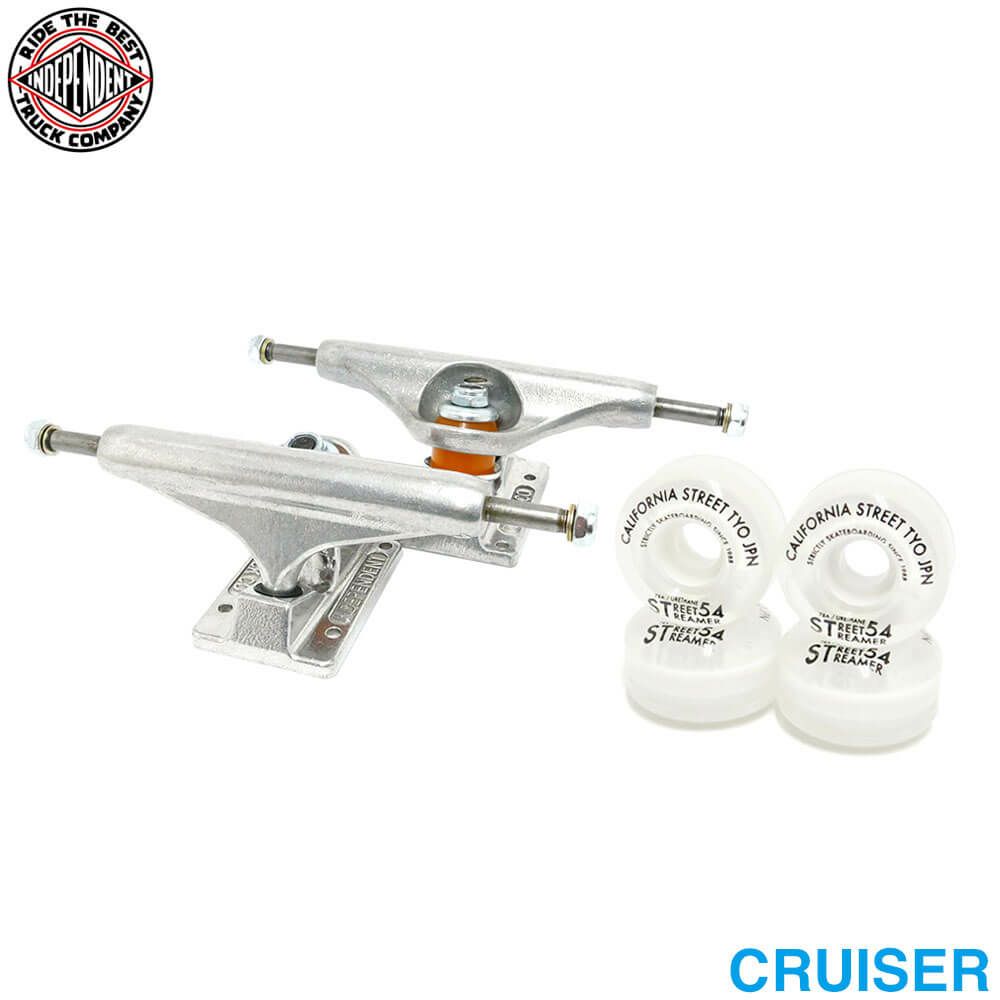 足回りセット INDEPENDENT SET インディペンデント トラック＆ウィール＆ベアリングセット（クルーザー用） スケートボード スケボー　1