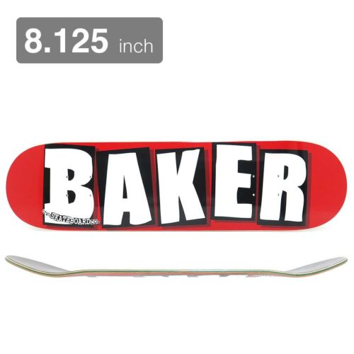 BAKER DECK ベイカー デッキ TEAM BRAND LOGO RED/WHITE 8.125