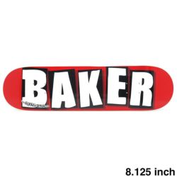 BAKER DECK ベイカー デッキ TEAM BRAND LOGO RED/WHITE 8.125