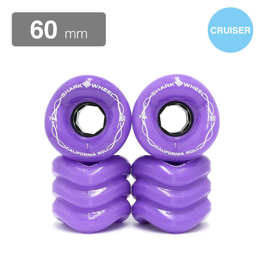 クルージング用 SHARK WHEEL SOFT WHEEL シャークウィール ソフトウィール CALIFORNIA ROLL（78A） PURPLE 60mm