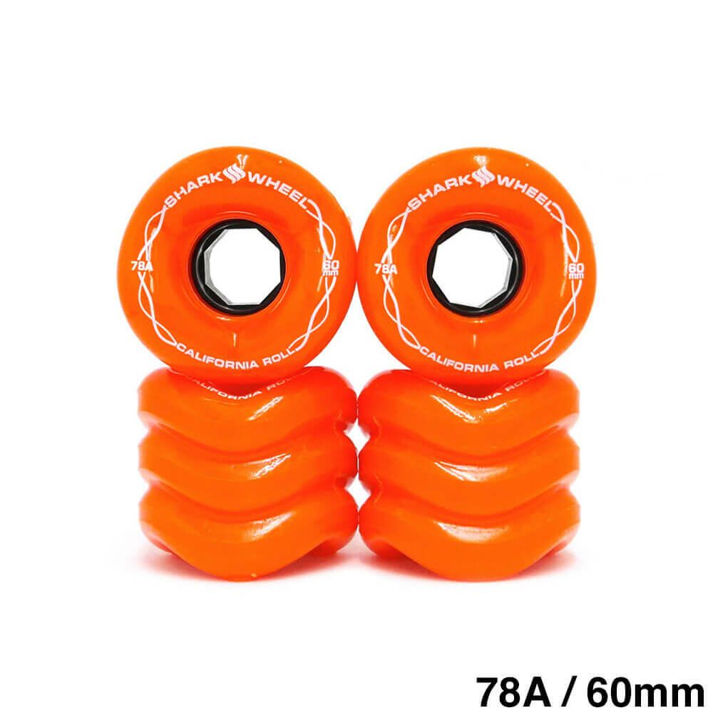 クルージング用 SHARK WHEEL SOFT WHEEL シャークウィール ソフトウィール CALIFORNIA ROLL（78A） ORANGE 60mm