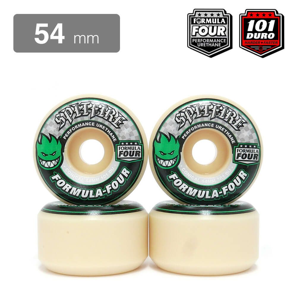 SPITFIRE WHEEL スピットファイヤー ウィール FORMULA FOUR (F4) CONICAL 101D GREEN PRINT 54mm