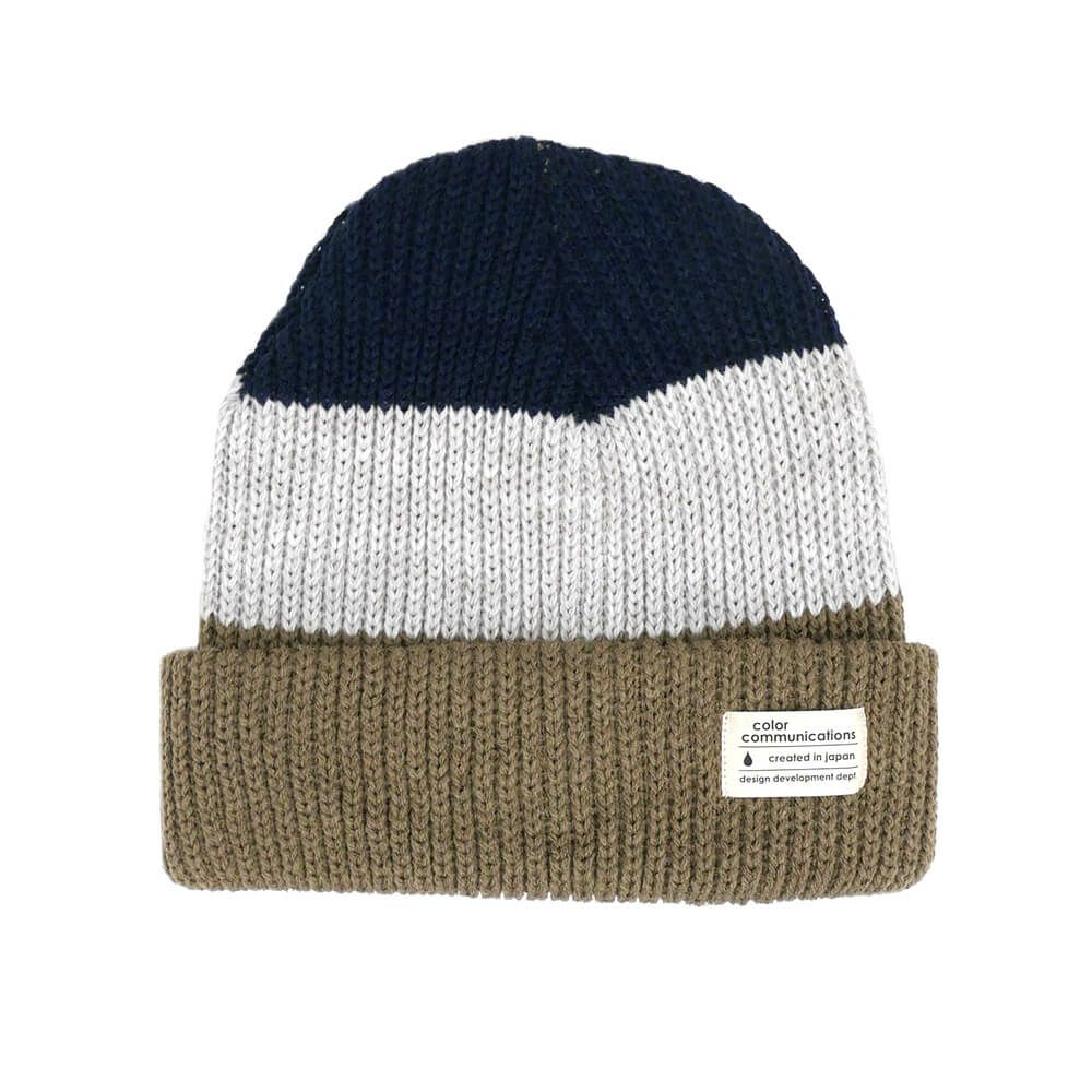 COLOR COMMUNICATIONS KNITCAP カラーコミュニケーションズ ニットキャップ COTTON TAG 3 TONE CUFF DARK NAVY