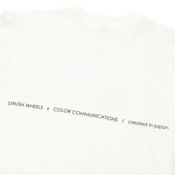 COLOR COMMUNICATIONS T-SHIRT カラーコミュニケーションズ Tシャツ COLOR COMMUNICATIONS x STRUSH WHEELS SCRIPT DRIP WHEEL WHITE スケートボード スケボー 3