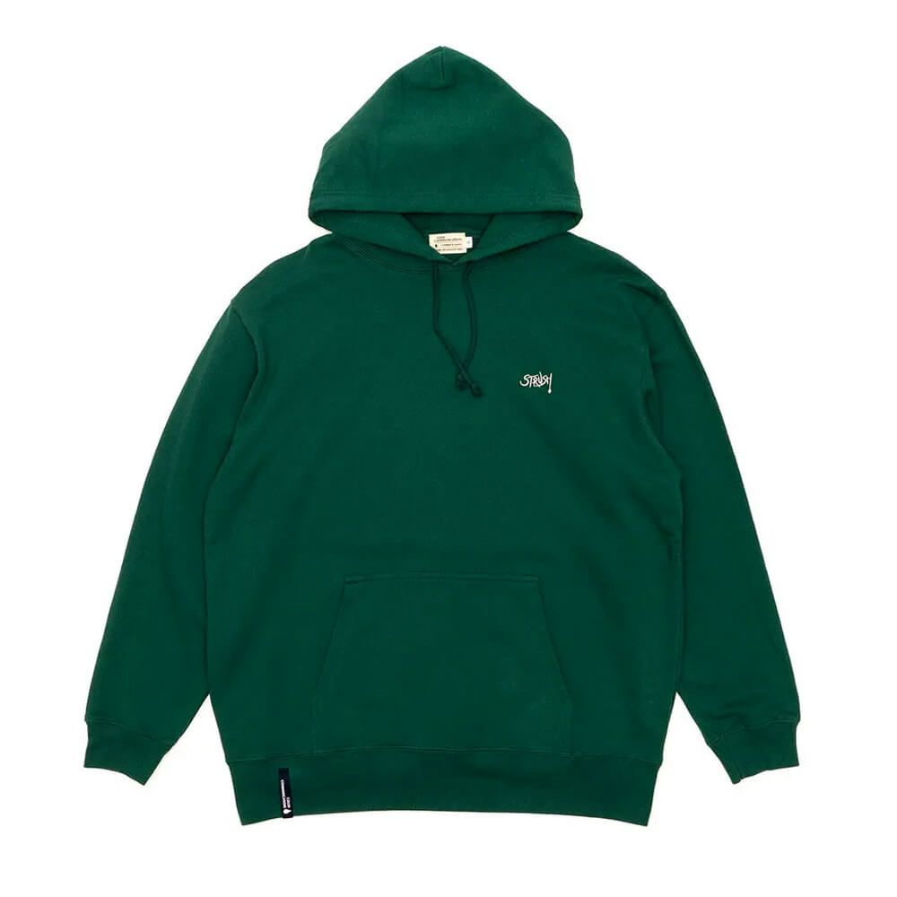 COLOR COMMUNICATIONS HOOD カラーコミュニケーションズ パーカー COLOR COMMUNICATIONS x STRUSH WHEELS SCRIPT DRIP EMB DARK GREEN 刺繍ロゴ スケートボード スケボー 1