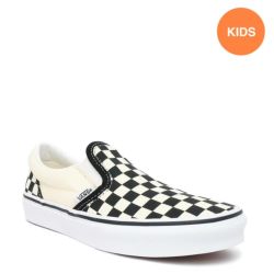 VANS SHOES バンズ シューズ スニーカー（子供用） KID'S CLASSIC SLIP ON CHECKERBOARD 黒/白 BLACK/WHITE（US企画） スケートボード スケボー