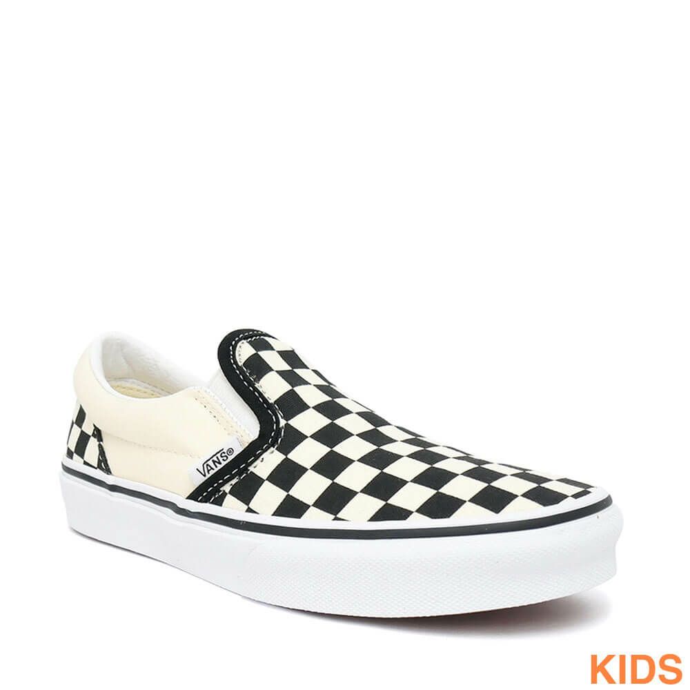 VANS SHOES バンズ シューズ スニーカー（子供用） KID'S CLASSIC SLIP ON CHECKERBOARD 黒/白 BLACK/WHITE（US企画） スケートボード スケボー