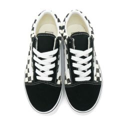 VANS SHOES バンズ シューズ スニーカー KID'S OLD SKOOL PRIMARY CHECK 黒/白 BLACK/WHITE（US企画） スケートボード スケボー 1