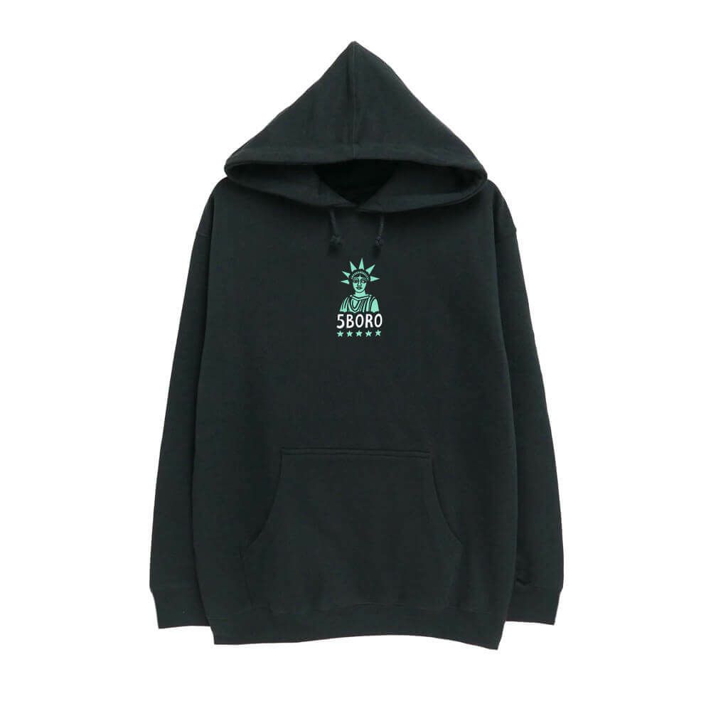 5BORO HOOD ファイブボロ パーカー 5B x T.R. LIBERTY BLACK スケートボード スケボー