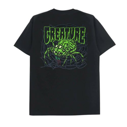 CREATURE T-SHIRT クリーチャー Tシャツ SPINDEL BLACK/GREEN スケートボード スケボー