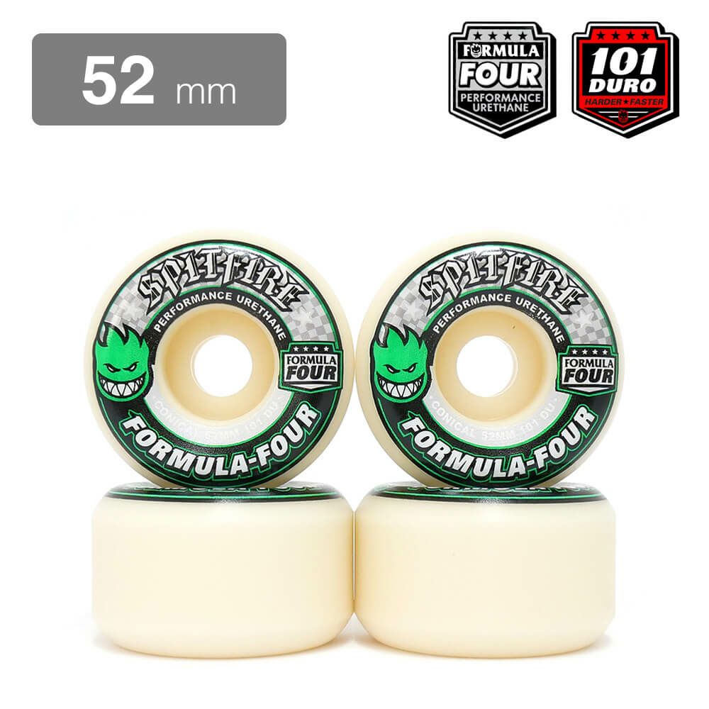 SPITFIRE WHEEL スピットファイヤー ウィール FORMULA FOUR (F4) CONICAL 101D GREEN PRINT 52mm スケートボード スケボー