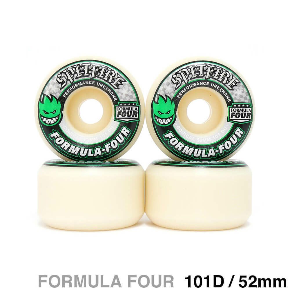 SPITFIRE WHEEL スピットファイヤー ウィール FORMULA FOUR (F4) CONICAL 101D GREEN PRINT 52mm スケートボード スケボー