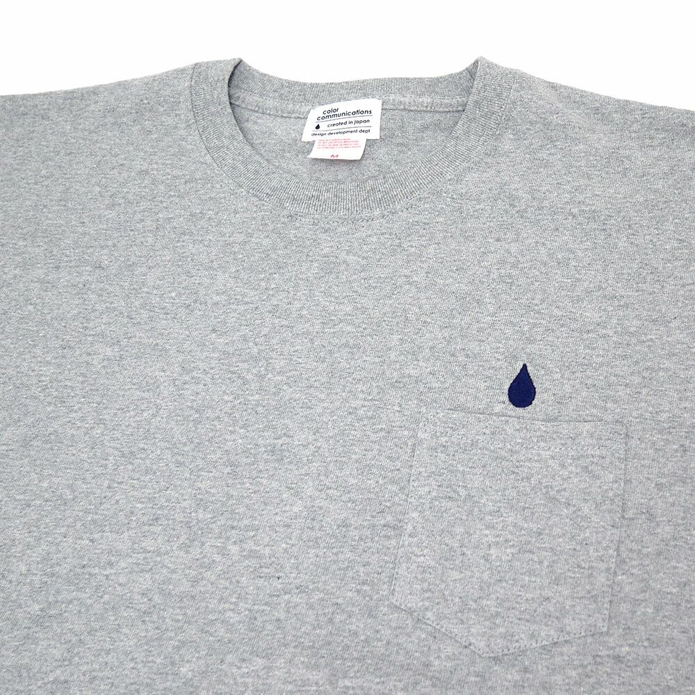 COLOR COMMUNICATIONS T-SHIRT カラーコミュニケーションズ Tシャツ DRIP EMB POCKET HEAVY GREY 刺繍ロゴ スケートボード スケボー 1