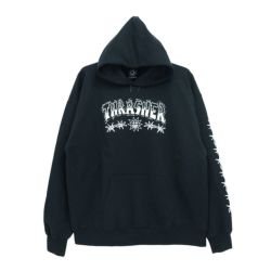 THRASHER HOOD スラッシャー パーカー BARBED WIRE（US企画） BLACK スケートボード スケボー 