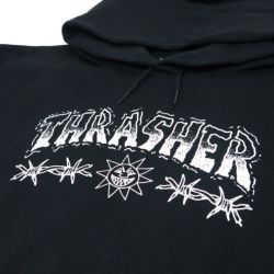 THRASHER HOOD スラッシャー パーカー BARBED WIRE（US企画） BLACK スケートボード スケボー 1