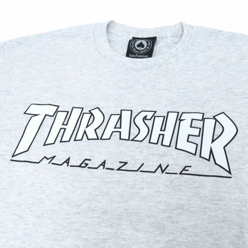 THRASHER T-SHIRT スラッシャー Ｔシャツ OUTLINED GREY/WHITE（US企画 