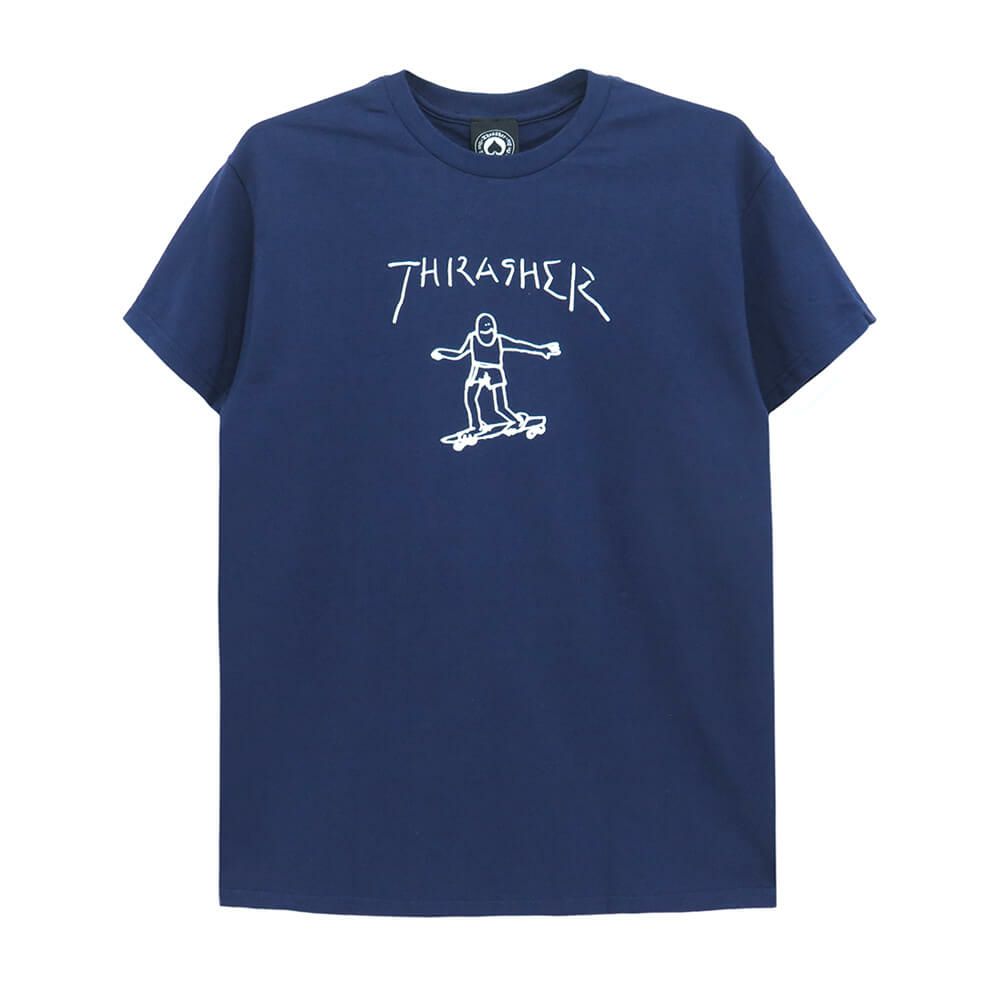 THRASHER T-SHIRT スラッシャー Ｔシャツ GONZ（US企画） NAVY スケートボード スケボー 