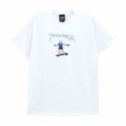  THRASHER T-SHIRT スラッシャー Ｔシャツ GONZ（US企画） WHITE/BLUE スケートボード スケボー 