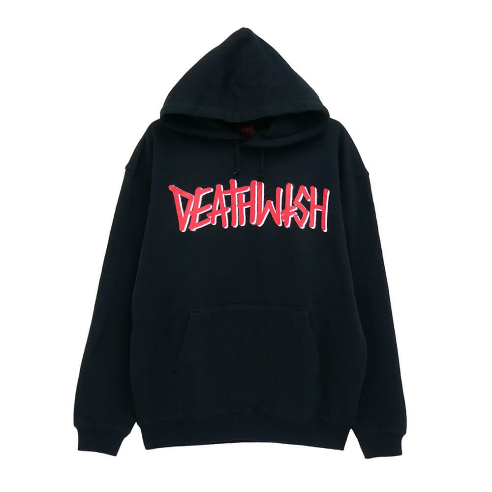 DEATHWISH HOOD デスウィッシュ パーカー DEATH SPRAY BLACK/RED スケートボード スケボー 