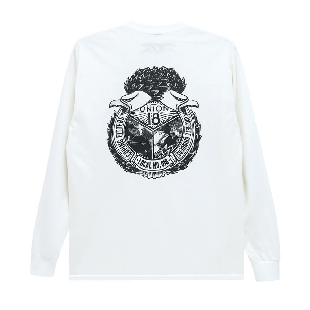 ANTIHERO LONG SLEEVE アンチヒーロー ロングスリーブTシャツ UNION 18 LOCAL POCKET WHITE スケートボード スケボー 