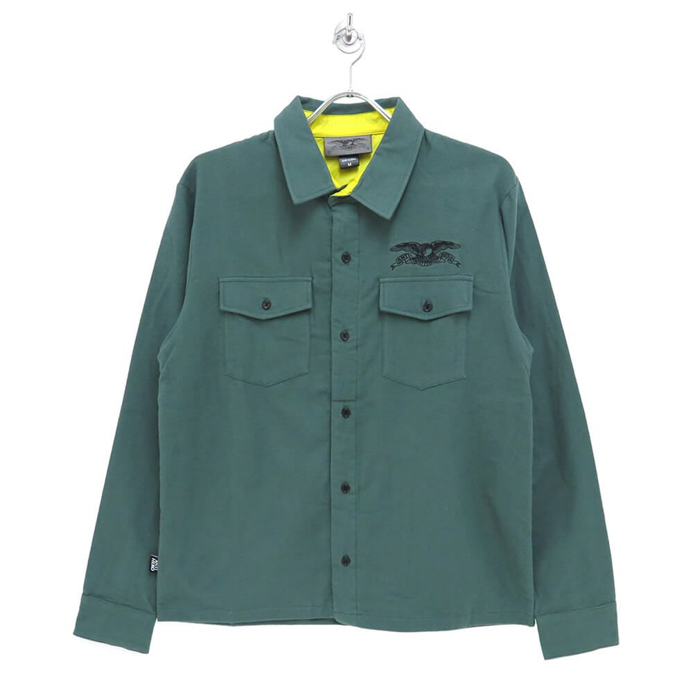 ANTIHERO LONG SLEEVE アンチヒーロー 長袖シャツ BASIC EAGLE FLANNEL SHIRT DARK GREEN スケートボード スケボー 