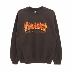 THRASHER CREW SWEAT スラッシャー トレーナー INFERNO DARK CHOCOLATE（US企画） スケートボード スケボー 