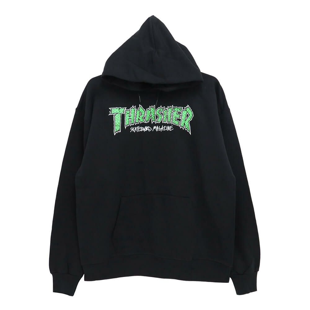 THRASHER HOOD スラッシャー パーカー BRICK BLACK（US企画） スケートボード スケボー 