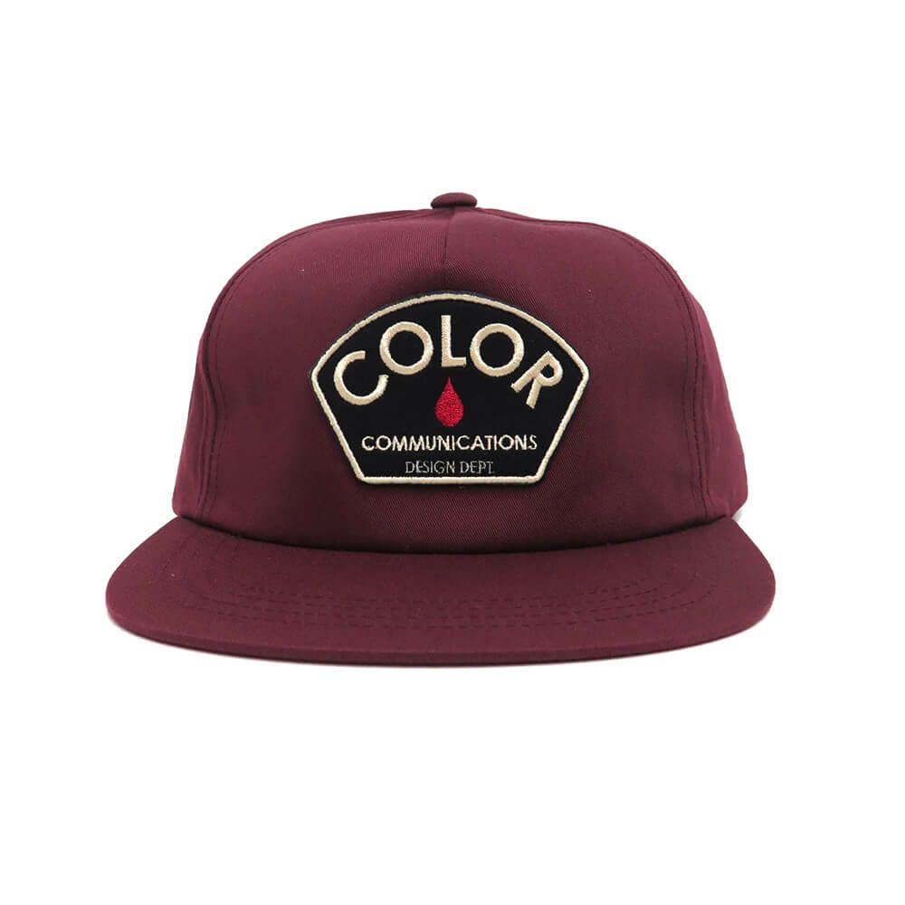 COLOR COMMUNICATIONS CAP カラーコミュニケーションズ キャップ DESIGN DEPT. PATCH UNSTRUCTURED SNAPBACK WINE スケートボード スケボー 1