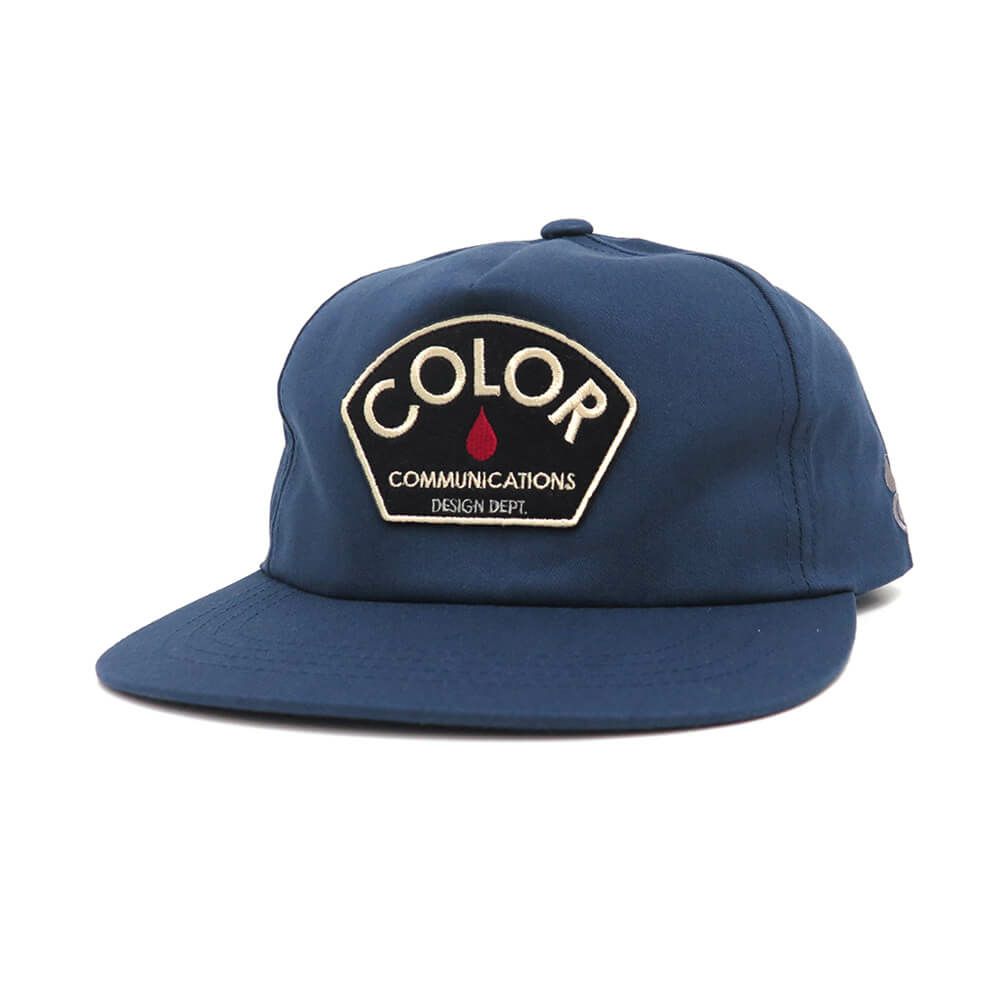 COLOR COMMUNICATIONS CAP カラーコミュニケーションズ キャップ DESIGN DEPT. PATCH UNSTRUCTURED SNAPBACK NAVY スケートボード スケボー 