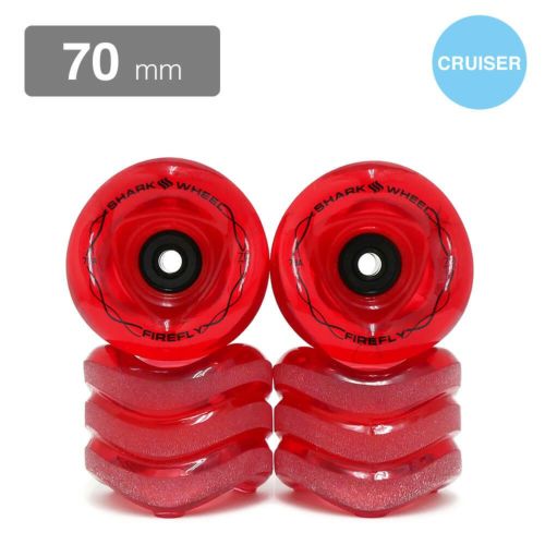 SHARK WHEEL シャークウィール ソフトウィール（クルーザー） FIREFLY TRANSPARENT RED WITH RED LIGHTS（78A）70mm スケートボード スケボー