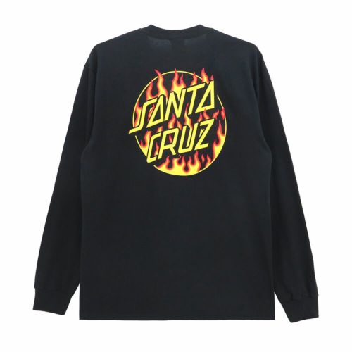 SANTA CRUZ LONG SLEEVE サンタクルーズ ロングスリーブTシャツ THRASHER FLAME DOT BLACK スケートボード スケボー 