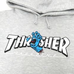 SANTA CRUZ HOOD サンタクルーズ パーカー THRASHER SCREAMING HAND GREY スケートボード スケボー 1