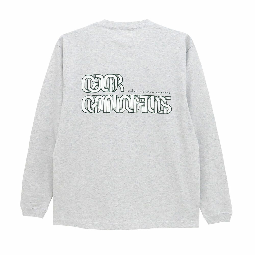 COLOR COMMUNICATIONS LONG SLEEVE カラーコミュニケーションズ ロングスリーブTシャツ DRIP EMB LINE by HIROKI MURAOKA ASH 刺繍ロゴ スケートボード スケボー 