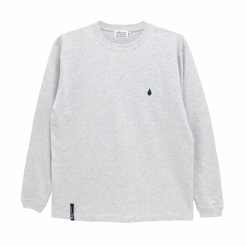 COLOR COMMUNICATIONS LONG SLEEVE カラーコミュニケーションズ ロングスリーブTシャツ DRIP EMB LINE by HIROKI MURAOKA ASH 刺繍ロゴ スケートボード スケボー 1
