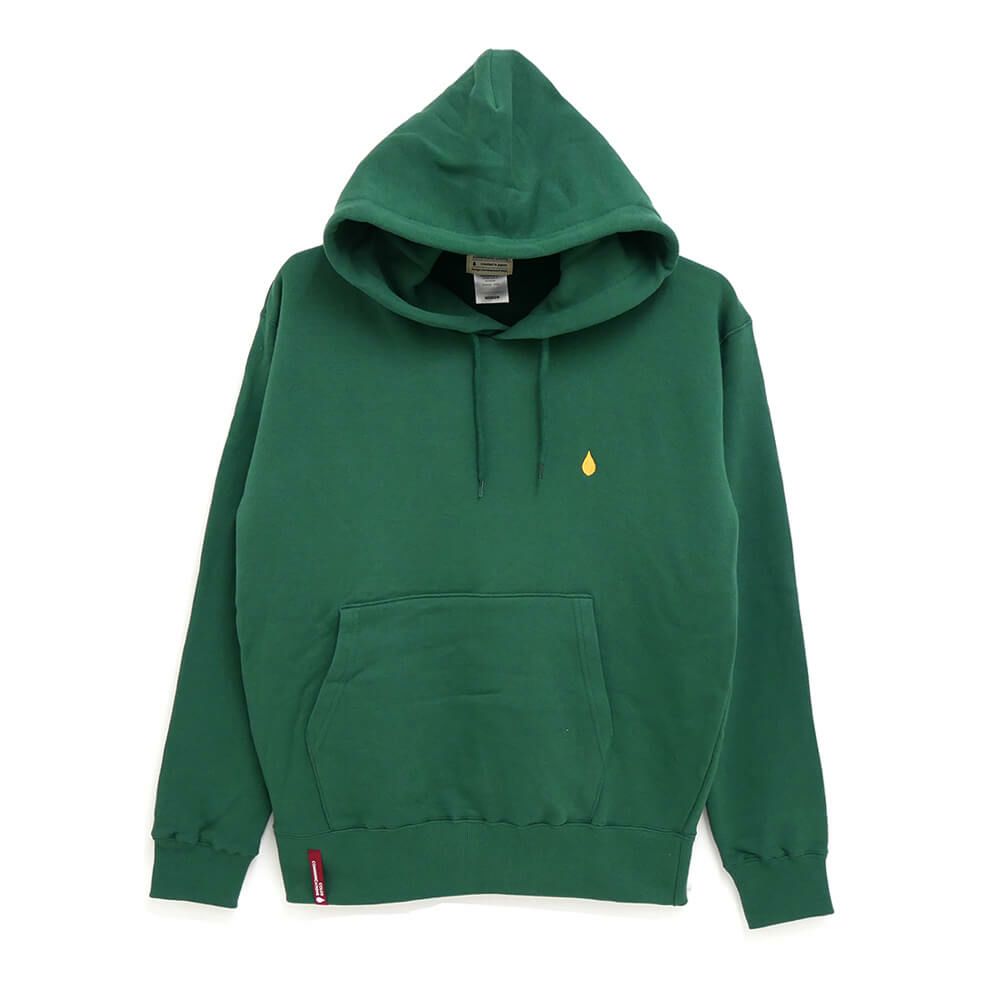 COLOR COMMUNICATIONS HOOD カラーコミュニケーションズ パーカー DRIP EMB LETTER SPOT IVY GREEN 刺繍ロゴ スケートボード スケボー 