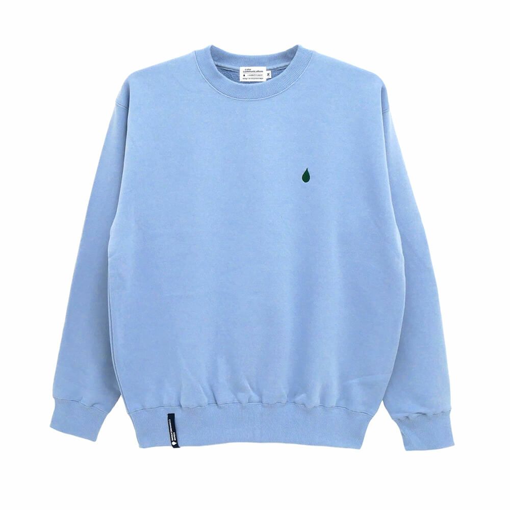 COLOR COMMUNICATIONS CREW SWEAT カラーコミュニケーションズ トレーナー DRIP EMB LETTER SPOT ACID BLUE 刺繍ロゴ スケートボード スケボー 